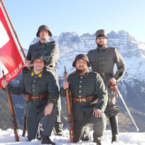 Jimmy Dubosson, Baptiste Dubosson, Jonathan Dubosson et Kevin Udressy lors de la photo de présentation faite au Jora (Troistorrents)
